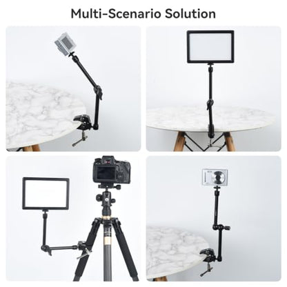 UTEBIT 13'' Magic Arm Camera Mount 360° Rotation 2-Sections Foldable Tabletop Holder with C-Clamp Overhead Camera Mount with 1/4" & 3/8" Screw Hole for DSLR, Digicam, Webcam, Microphone - size: 13 inch