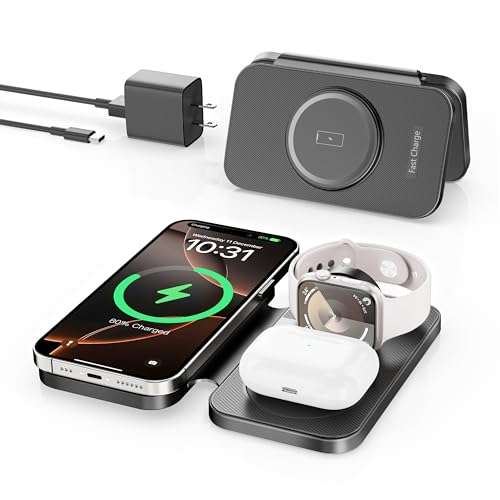 2026 Traveling Portable Wireless Mag-Safe Fast Charging Station - color: Black