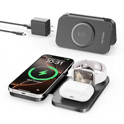 2026 Traveling Portable Wireless Mag-Safe Fast Charging Station - color: Black