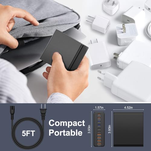 1000W USB C Charging Station with 240W USB C Cables - color: Black