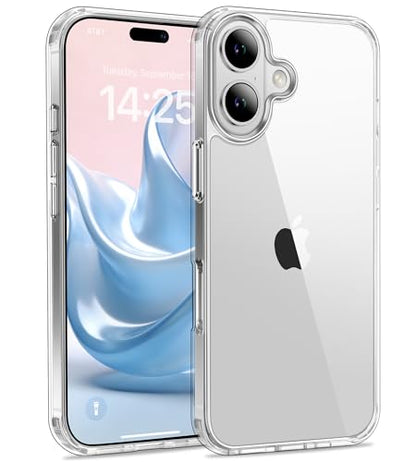USLAI Case for iPhone 16, Anti-Yellowing, Crystal Clear Back, Shockproof & Military‑Grade Drop Protection - Transparent - color: Clear, size: iPhone 16