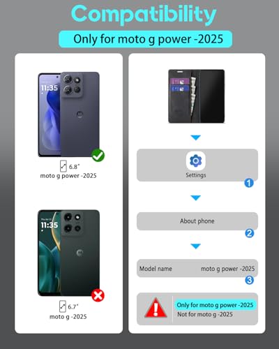 Moto G Power 2025/G Power 2026 Wallet Case with [RFID Blocking],Blue | Card Holder, Kickstand, Magnetic, Soft Leather Flip Case Wallet for Moto G Power 2025/G Power 2026 - color: Blue, size: Moto G Power 2025/2026 6.8"