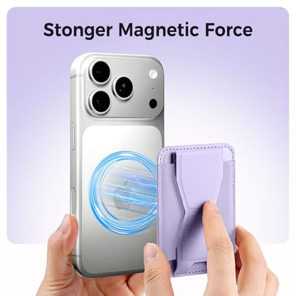 for MagSafe Wallet with Stand Grip, 5 Card Holder for iPhone - color: Lavender