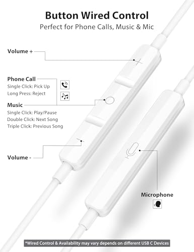 Jiunai USB C Wired Earbuds Right Angle Headphones with Mic Magnetic Silver - color: Silver