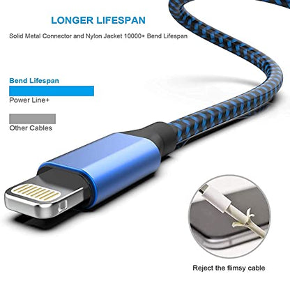 Apple MFi Certified 6Pack 3/3/6/6/6/10 FT iPhone Charger Lightning Cable