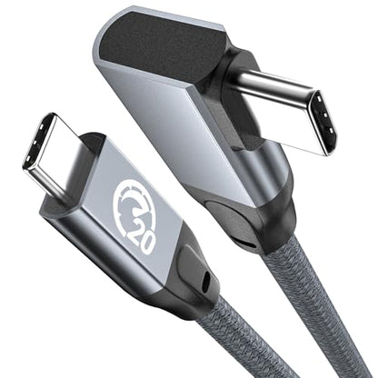 USB C Right Angle Cable 100W 1.6ft, 4K Video Short USB C 3.2 Data Cable - color: Gray, size: 1.6FT