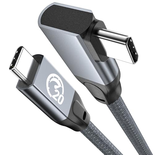 USB C Right Angle Cable 100W 6.6ft, 4K Video USB C 3.2 Gen2x2 Data Cable - color: Gray, size: 6.6FT