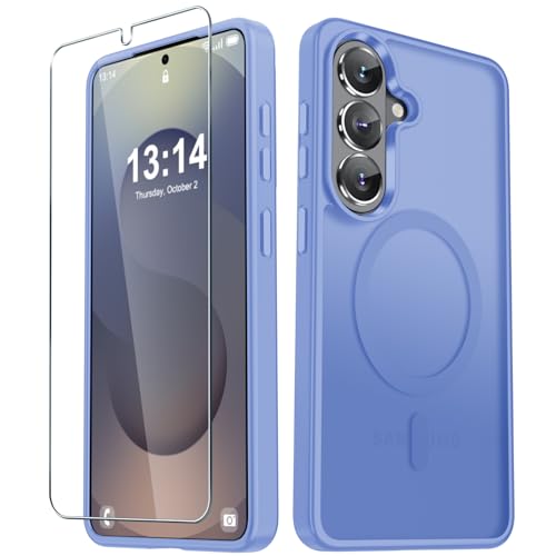 YENAPOON for Samsung Galaxy S26 Case, Matte Magnetic Phone Cover, Purple | Fit for MagSafe, Screen Protector included, Shockproof Military Grade Protection, Translucent Frosted Back - color: Purple, size: For Galaxy S26