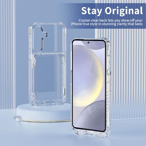 ACANDYA for Samsung Galaxy S24 Case Wallet Clear Protective Case with Credit Card Holder Heavy Duty Protection Shockproof Anti-Scratch Anti-Yellow Cover for Samsung Galaxy S24 6.2 inch Transparent - size: Galaxy S24 6.2 inch