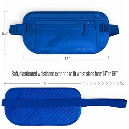 VENTURE 4TH Travel Money Belt, RFID Blocking Passport Holder - Sleek Blue - color: Sleek Blue
