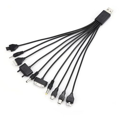 Black 10 in 1 USB Multi Charger Cables for Mobile Phones Charging Cord 7.87in Universal USB to Multi Plug Charger Cable for Smartphone Charger Wires,Cables and Interconnects