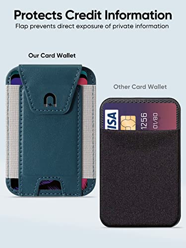 Miroddi for MagSafe Wallet with Privacy Flap, Strongest Magnetic Wallet | 7 Cards Holder, RFID Blocking, Leather Magnetic Phone Wallet for iPhone 17/16/15/14/13/12 Series and Pixel 10 Series - color: Dark Blue
