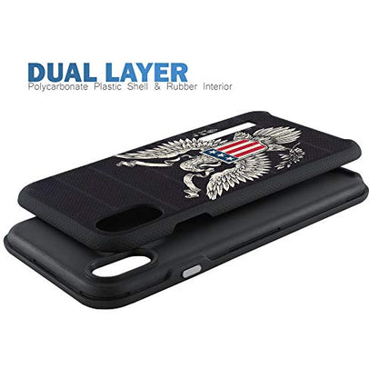 CasesOnDeck Case Compatible with [Apple iPhone X | iPhone Xs][Grip Tactical] iPhone Xs Hybrid Bump and Drop Protection Case Slim Fit Dual Layer Cover (Eagle USA Crest) - color: Eagle USA Crest