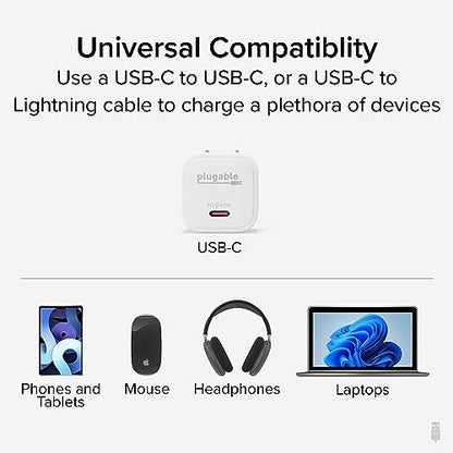 Plugable 30W USB-C GaN Charger, White