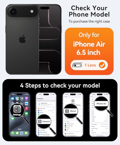 CANSHN Magnetic Compatible with iPhone Air Case(6.5 Inch), Upgraded [Full Camera Protection] [Compatible with Magsafe] [Translucent Matte] Shockproof Phone Cover for iPhone 17 Air Case,Black - color: Black, size: iPhone Air (6.9 Inch,1 Lens)