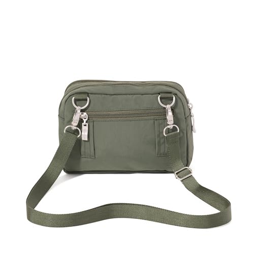 Baggallini Triple Zip with Front Wallet/Trifecta RFID Wallet Crossbody - color: Thyme