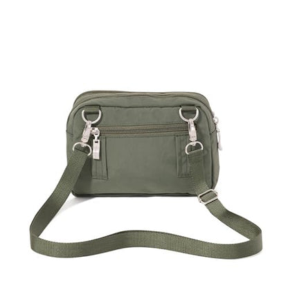 Baggallini Triple Zip with Front Wallet/Trifecta RFID Wallet Crossbody - color: Thyme