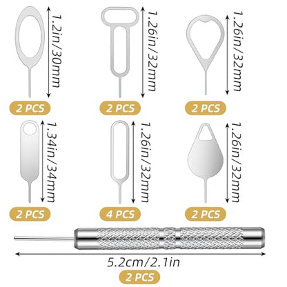 16Pcs Sim Card Removal Tool Set, Sim Ejector Tool Smooth and Burr-Free SD Card Removal Tools Key Cards Tray Ejector Pins for All Cell Phones
