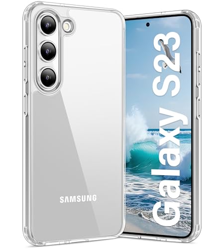 Vakaa Clear Case for Samsung Galaxy S23, Anti-Yellowing | Hard Back with Military-Grade Drop Protection, Wireless Charging Compatible - color: Transparent, size: S23