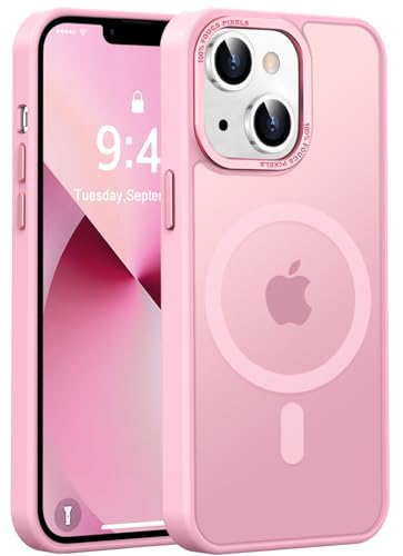 Newfuture Magnetic for iPhone 13/iPhone 14 Case Shockproof, Chalk Pink | Military Drop Protection, Slim Matte Anti-Fingerprint, Compatible with Magsafe, Camera Guard, Translucent Protective Cover - color: Chalk Pink, size: iPhone 13/iPhone 14 6.1inch