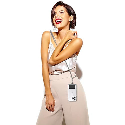 TBOC Cell Phone Lanyard [Grey] - Comfortable Universal Smartphone Lanyard - Easy to Use Neck Phone Holder [Black Patch] - Adjustable Length Phone Strap Crossbody - Fits All Mobile Phones - color: Grey