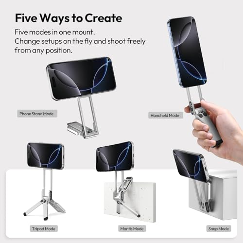 ULANZI MA38 Magnetic Phone Tripod for iPhone, Portable Phone Holder Silver - color: Lunar Silver