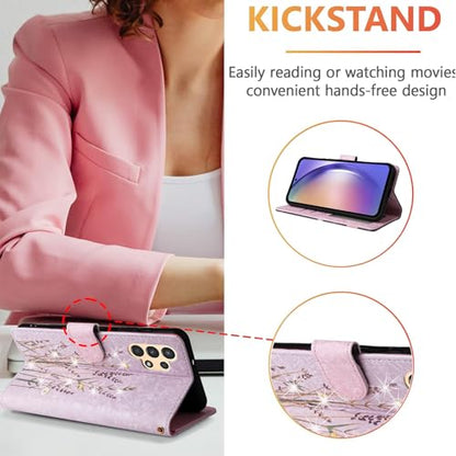 UEEBAI Wallet Case for Samsung Galaxy S23 Ultra 5G, PU Leather Phone Case Kickstand RFID Blocking Flip Case Card Slots Wrist Strap Relief Engraved Pattern Magnetic Closure Flower Folio Case, Lavender - color: Lavender, size: Samsung Galaxy S23 Ultra 5G