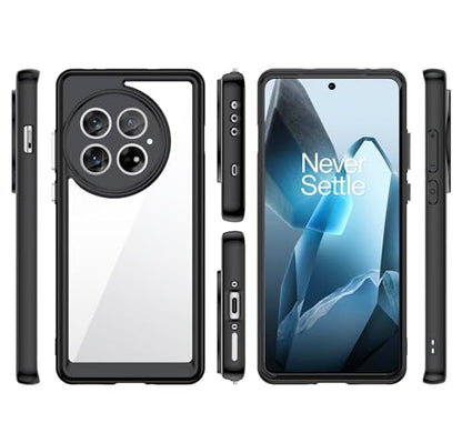 Case for OnePlus 13 5G(2024),[Hard PC Back+ Soft TPU Bumper] Slim Fit Shockproof Protective Cover Silicone Phone Case for OnePlus 13, Clear Black