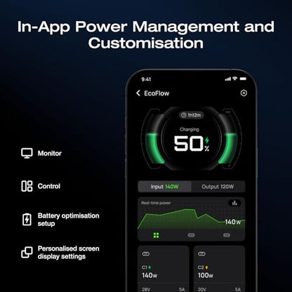 EF ECOFLOW Rapid Pro X Power Bank, 27650mAh 4-Part with 300W Output, Portable Charger with 140W Built-in Cable, for MacBook, iPhone, Laptops, and More - color: Dark Black