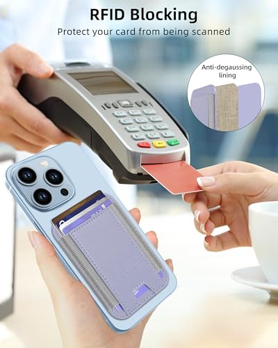 HiWe for MagSafe Wallet, 7 Cards Holder for Phone Case, RFID Blocking - color: Lilac Wallet - Grey Band