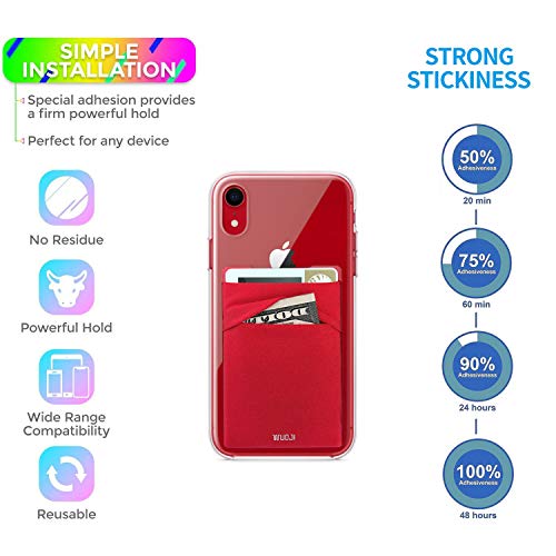 RFID Blocking Phone Card Wallet - Double Secure Pocket - Ultra-Slim Self Adhesive Credit Card Holder Card Sleeves Phone Wallet Sticker All Smartphones (Black Red)-2PC - color: Black Red