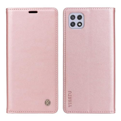 Compatible with Samsung Galaxy A22 Wallet Case PU Leather Flip Folio Case with Card Holder Magnetic Closure Shockproof Protective Phone Cover Rose Gold - color: Rose Gold, size: Samsung A22