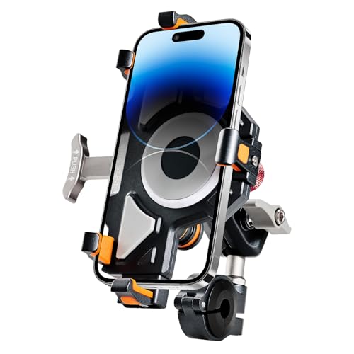 Aluminum Motorcycle Cell Phone Mount with Vibration Dampener, M1 Anti-Theft MTB Phone Mount for Motorcycle ATV Bike UTV Scooter, ATV Phone Holder Fit 6.1"-7.2" Phone, High-Speed Secure Lock - style: M1