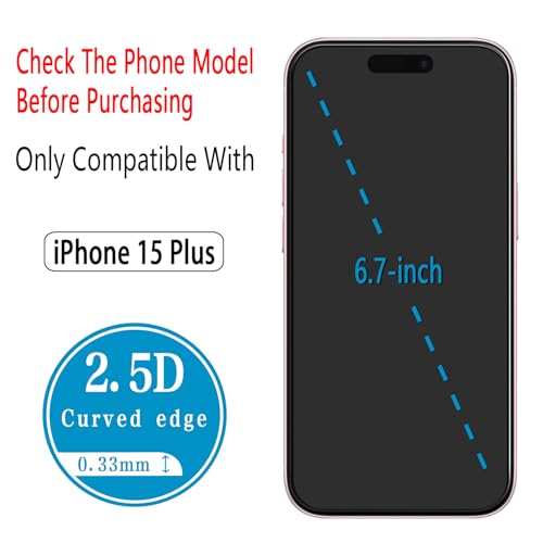2+2 Pack Screen Protector for iPhone 15 Plus Tempered Glass - size: (Standard)iPhone 15 Plus 6.7 Inch