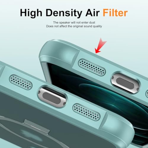 CHAOFEnG Magnetic Compatible with iPhone 12 Pro Max Case with Stand [Military Grade Drop Tested][Compatible with Magnet] Ring Translucent Slim Hard Back Soft Edge, Teal Green - color: Teal Green, size: iPhone 12 Pro Max