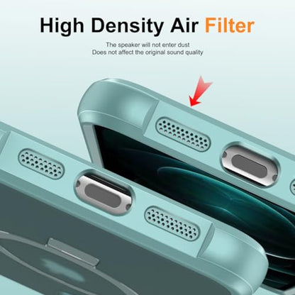 CHAOFEnG Magnetic Compatible with iPhone 12 Pro Max Case with Stand [Military Grade Drop Tested][Compatible with Magnet] Ring Translucent Slim Hard Back Soft Edge, Teal Green - color: Teal Green, size: iPhone 12 Pro Max