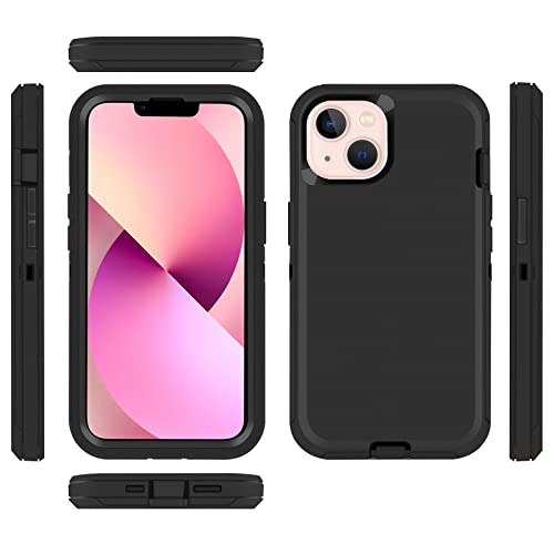 Co-Goldguard Shockproof Case for iPhone 13 with Tempered Glass Screen Protector 3 Layer Military Grade Drop Protection Heavy Duty Protection Rugged Rubber Phone Case Cover for iPhone 13 6.1 Black - color: Black+G