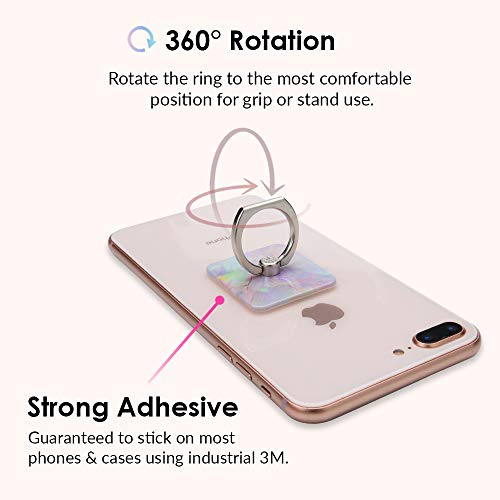 Velvet Caviar Cell Phone Ring Holder - Finger Ring & Stand - Improves Phone Grip Compatible with iPhone, Galaxy and Most Cases (Except Silicone/Leather) - Pink Marble - color: Cotton Candy