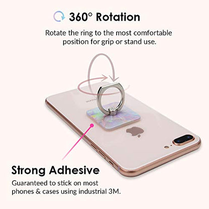 Velvet Caviar Cell Phone Ring Holder - Finger Ring & Stand - Improves Phone Grip Compatible with iPhone, Galaxy and Most Cases (Except Silicone/Leather) - Pink Marble - color: Cotton Candy