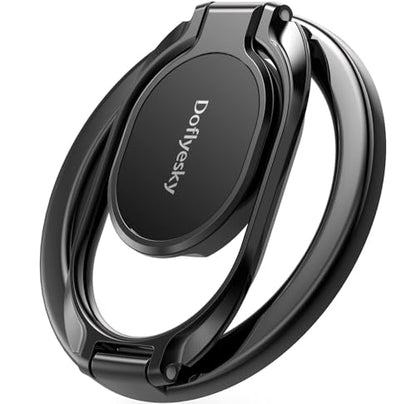 Doflyesky Magnetic Phone Ring Holder for iPhone, Double Adjustable Gym Phone Grip Holder and Stand Removable for Magsafe Case, iPhone 17/16/15/Pro Max Plus SE - color: Black