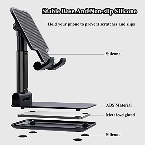 Meetuo 2 Pcs Cell Phone Stand for Desk Adjustable Desktop Phone Holder - color: Black+White