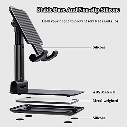 Meetuo 2 Pcs Cell Phone Stand for Desk Adjustable Desktop Phone Holder - color: Black+White
