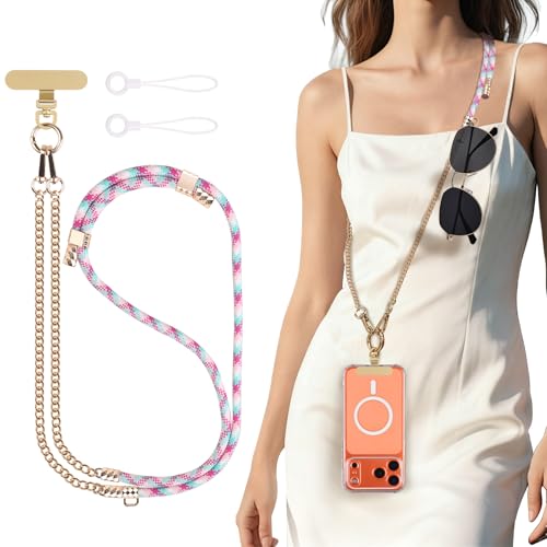 YFWE Phone Lanyard Crossbody, Adjustable Cell Phone Lanyard Neck Strap for All Phones, Universal Skin Friendly Phone Strap Crossbody for Women and Men - color: Colorful 4