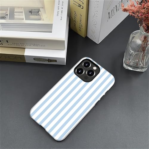 Compatible with iPhone 13 Pro Max Case,Glossy 2-in-1 Sleek All-Inclusive Dual-Layer Material Soft TPU + PC Back for Blue Stripes Geometric Pastel Summer Beach - color: Blue Stripes Geometric Pastel Summer Beach-Glossy, size: iPhone 13 Pro Max