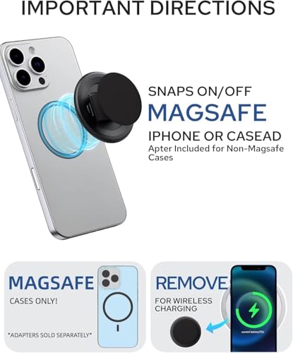 Magnetic Phone Grip Compatible with Magsafe，Collapsible Mobile Phones Stand Holder for Smartphone Tablet Cell Phone Accessory - Black - color: Black