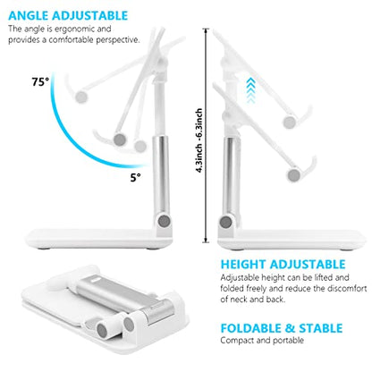 Cell Phone Stand for Desk, Angle & Height Adjustable Phone Holder, (White) - color: B-White