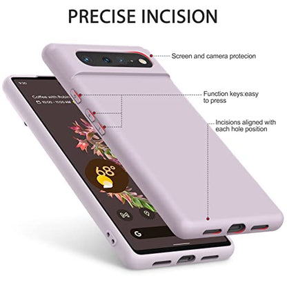 Silicone Phone Case Compatible with Google Pixel 6, Soft Protective Smart Phone Case for Women Men, Durable Anti-Scratch Shockproof Phone Cover Lilac - color: Lilac