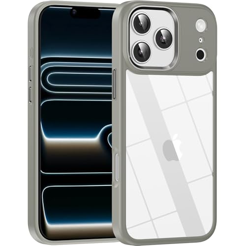for iPhone 17 Pro case,Crystal Clear Hard PC Back +Soft TPU Frame Shockproof Military-Drop Protection,Classic Hybrid Case for iPhone 17 Pro-6.3" (Titanium Gray) - color: Titanium Gray, size: For iphone 17 Pro-6.3"