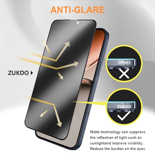 2 Pack for iPhone 17 6.3" Matte Privacy Screen Protector Anti-glare Anti-spy Tempered Glass Film Anti-fingerprint Easy Installation - size: iPhone 17