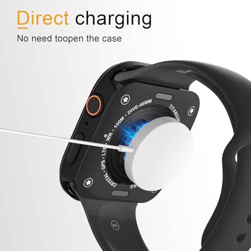 Aluminum Rugged Case for Apple Watch Series 10/11 46mm, Built-in Tempered Glass with Back Cover, Ultra Thin Shockproof Metal Bumper Raised Edge Protection, Black - color: Black, size: 46mm